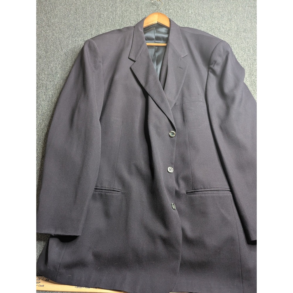 Nino Cerruti Rue Royale Mens Blazer 56L 100% Worsted Wool Navy Blue Sport Coat